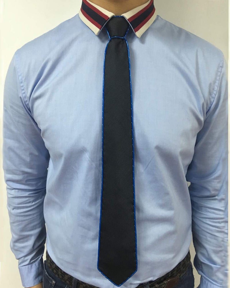 SATUMIKO Burning Man Light Up Fanny Ties Novelty Necktie For Men LED Light Up Ties Costume Accessory (Blue-Micro Solid Tie) - Image 4